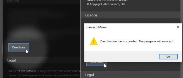 Deactivate carveco licence